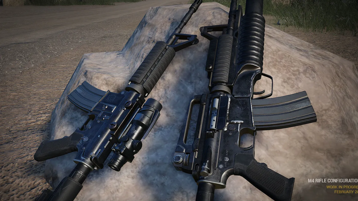 Two Squad M4 rifle setups laid out as alternate loadout configs